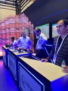 भारत मंडपम में स्थापित ‘राजस्थान एआई (AI) पवेलियन’। राज्य सरकार अधीन स्टार्ट अप एवं निवेश मॉडलों का प्रदर्शन।